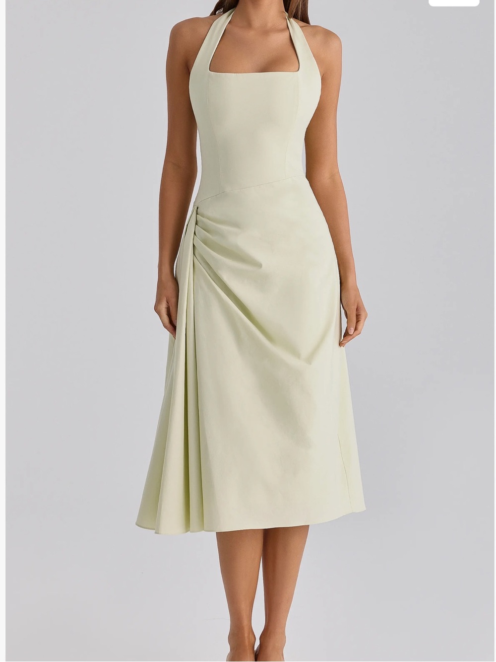 House of CB Tallulah Halter Neck Stretch Cotton Midi Dress